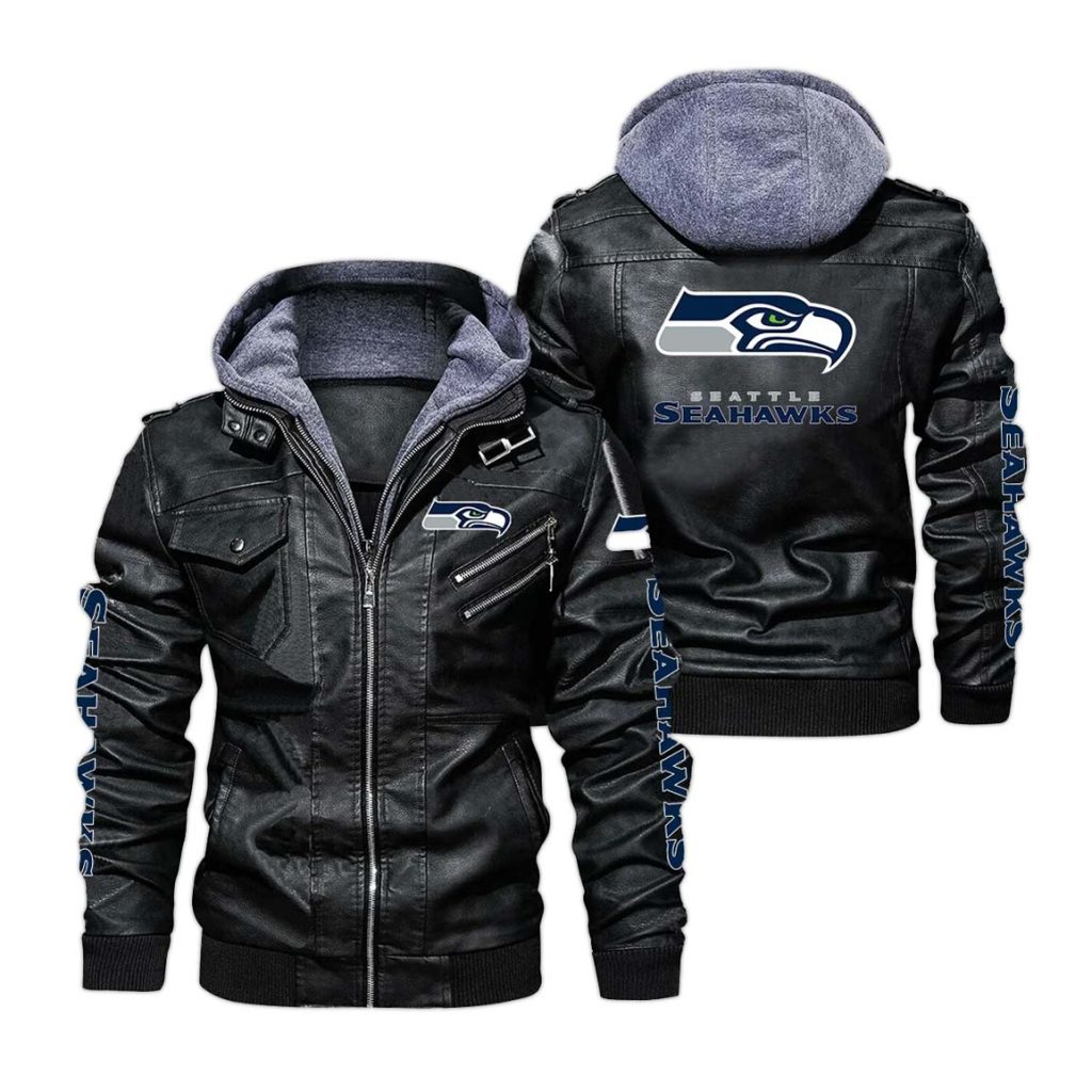 Seattle Seahawks Hooded Leather Jacket 2