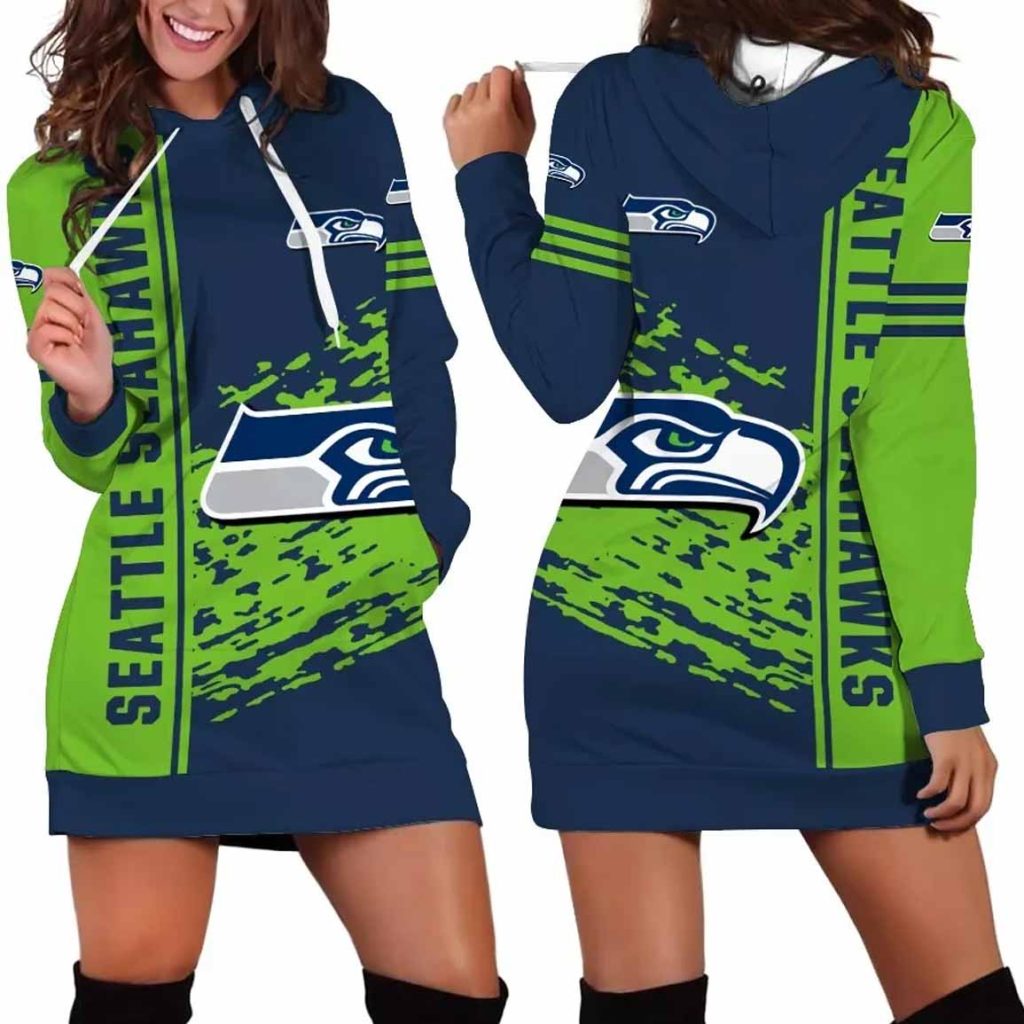 Seattle Seahawks Stripe Splash Women's Hoodie Dress