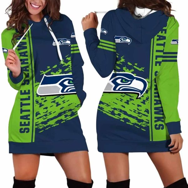 Seattle Seahawks Stripe Splash Womens Hoodie Dress