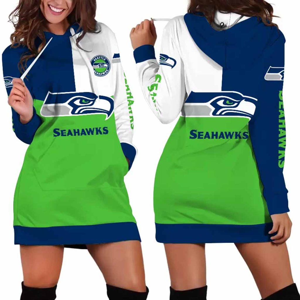 Seattle Seahawks Triple Color Women's Hoodie Dress