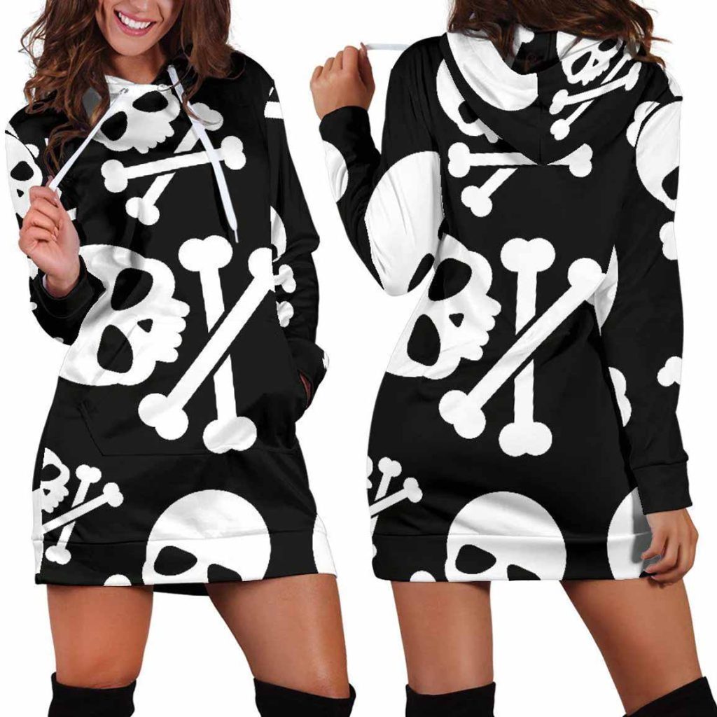 Skull, Crossbones Women's Hoodie Dress