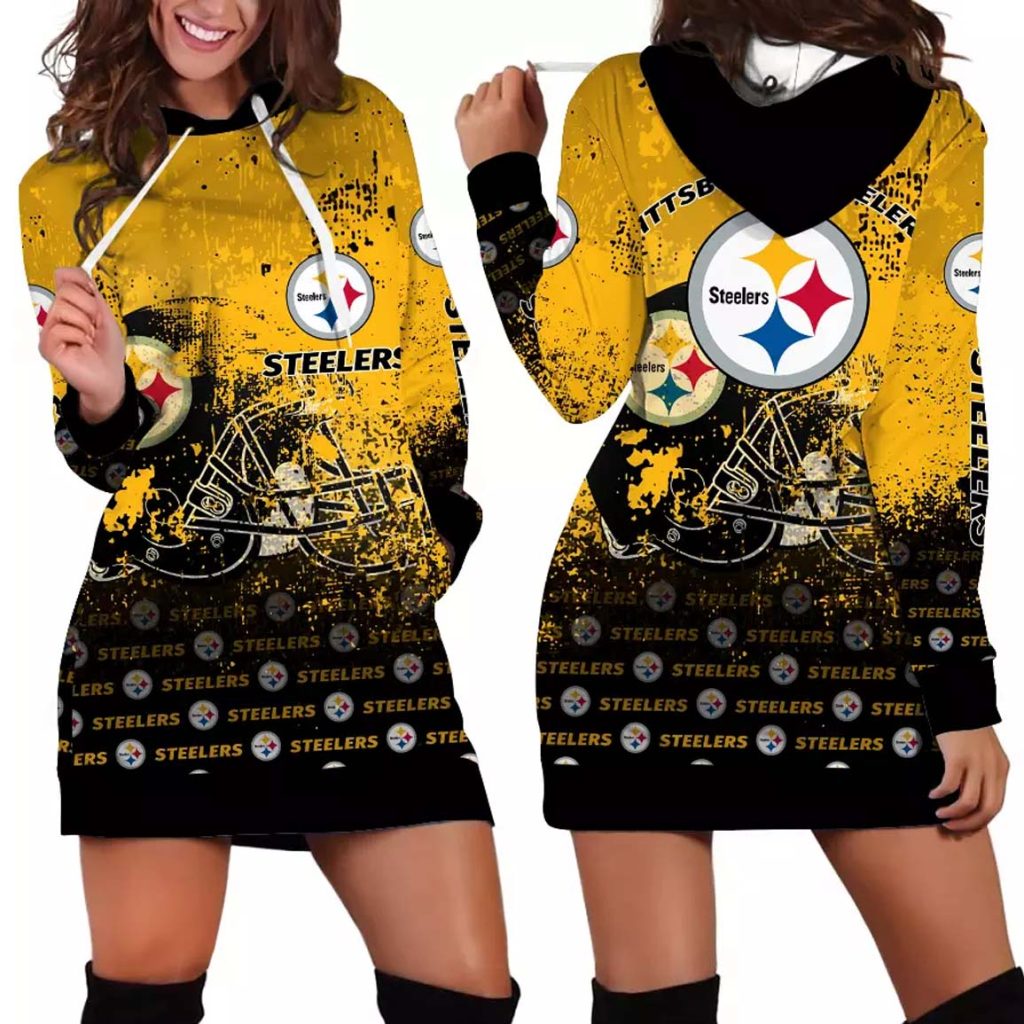 Steelers Helmet Grunge Women's Hoodie Dress