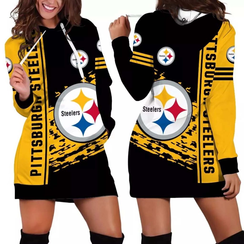 Steelers Stripe Splash Women's Hoodie Dress