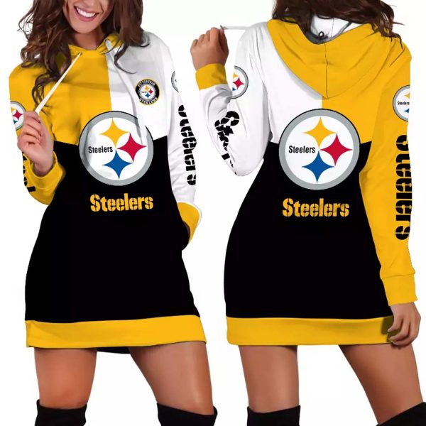 Steelers Triple Color Womens Hoodie Dress