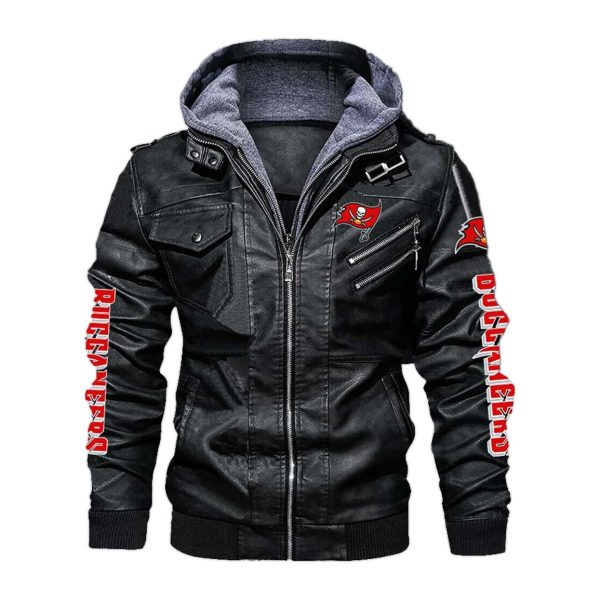 Tampa Bay Buccaneers Hooded Leather Jacket 1