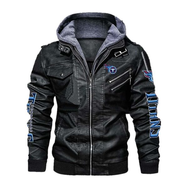 Tennessee Titans Hooded Leather Jacket 1