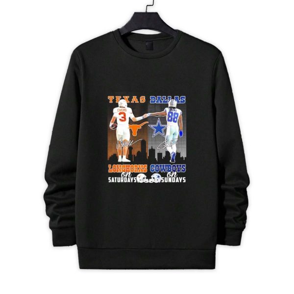 Texas vs Dallas Ewers and Lamb Longhorns on Saturdays Cowboys on Sundays Shirt 4