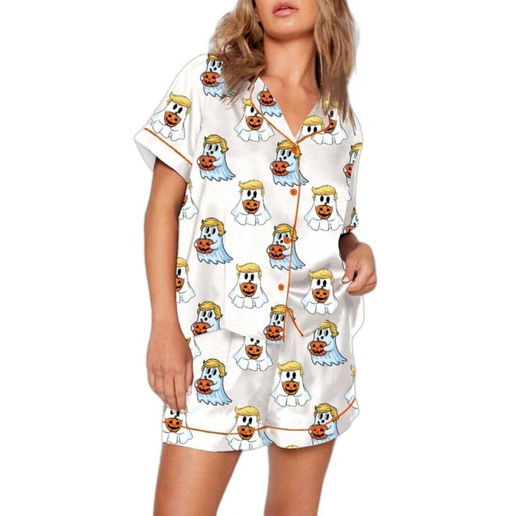 Trump Pumpkin Ghost Pajama Set 1