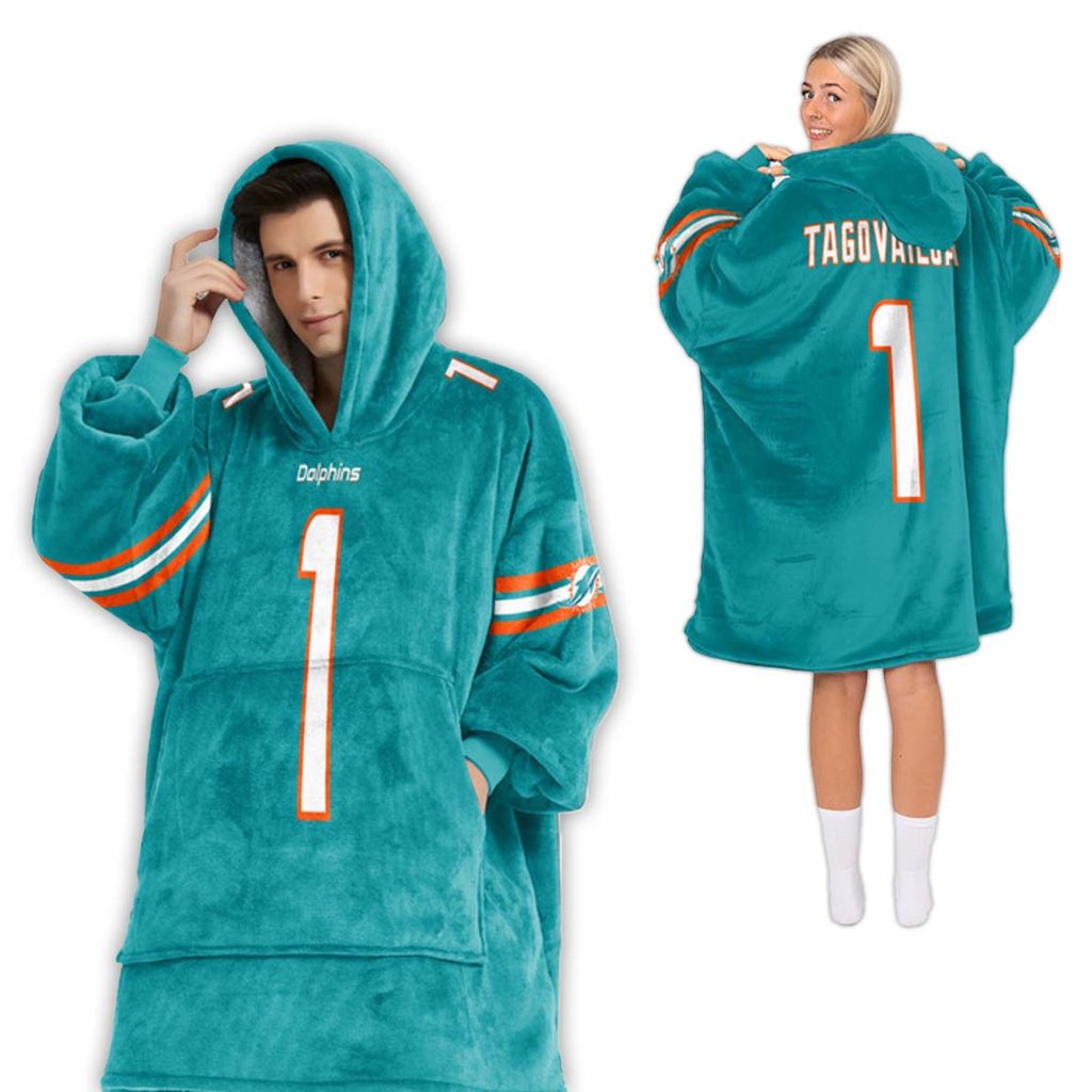 Tua Tagovailoa Miami Dolphins Football Unisex Blanket Hoodie 2