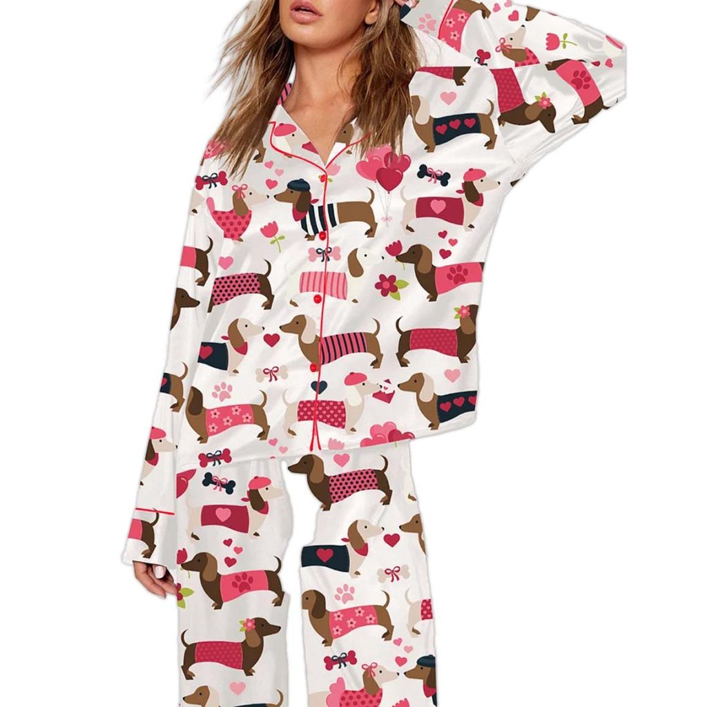 Valentine Dachshund Dog Pajama Set 1