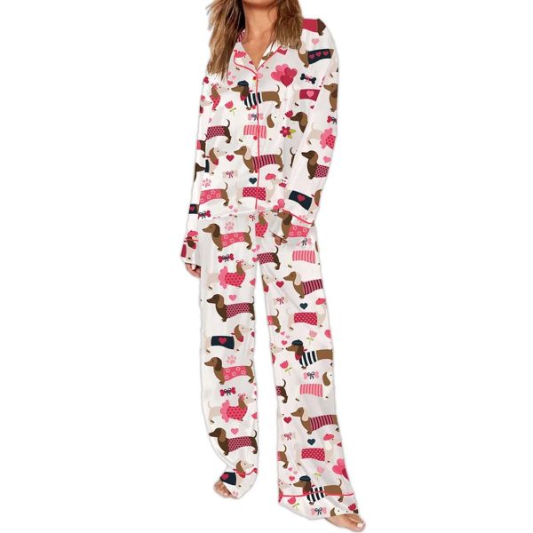 Valentine Dachshund Dog Pajama Set 2