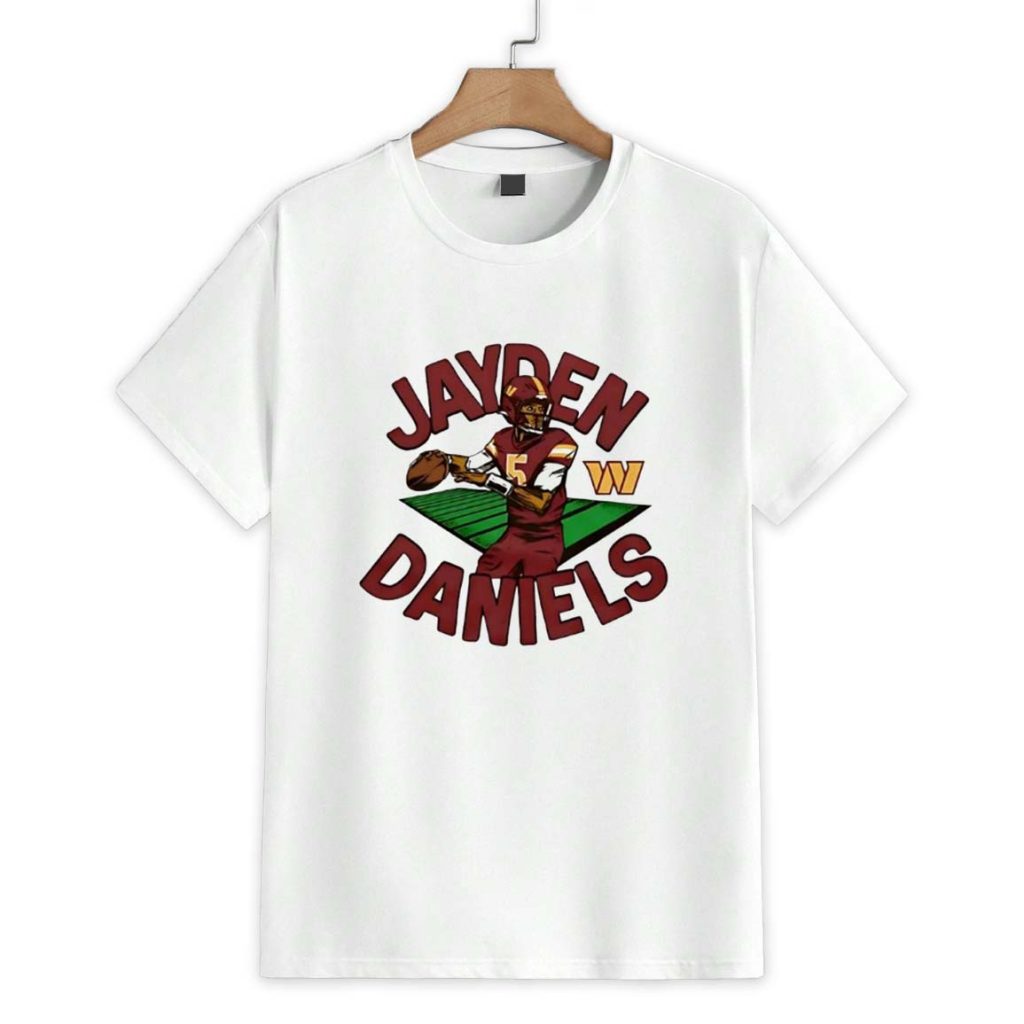 Washington Commanders Jayden Daniels Football Player Cartoon Shirt 1