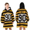 Watt 90 Pittsburgh Football Throwback Unisex Blanket Hoodie 3