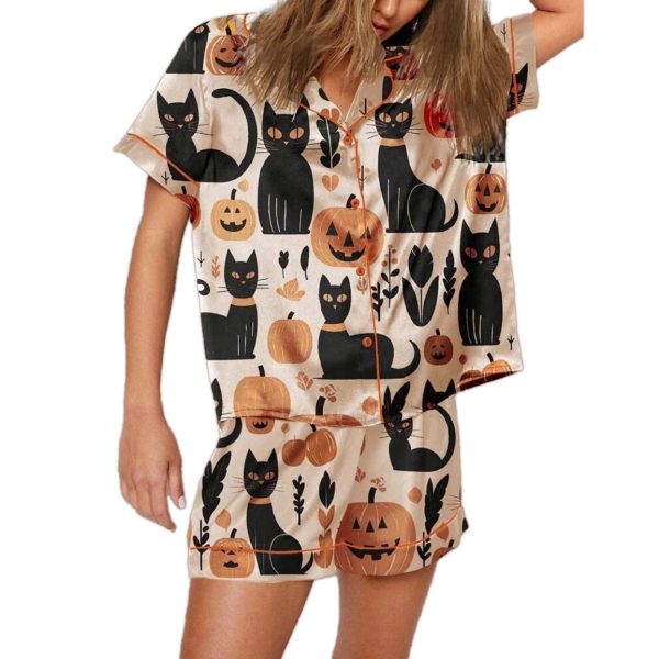 Woven Cat Pumpkin Pajama Set 3