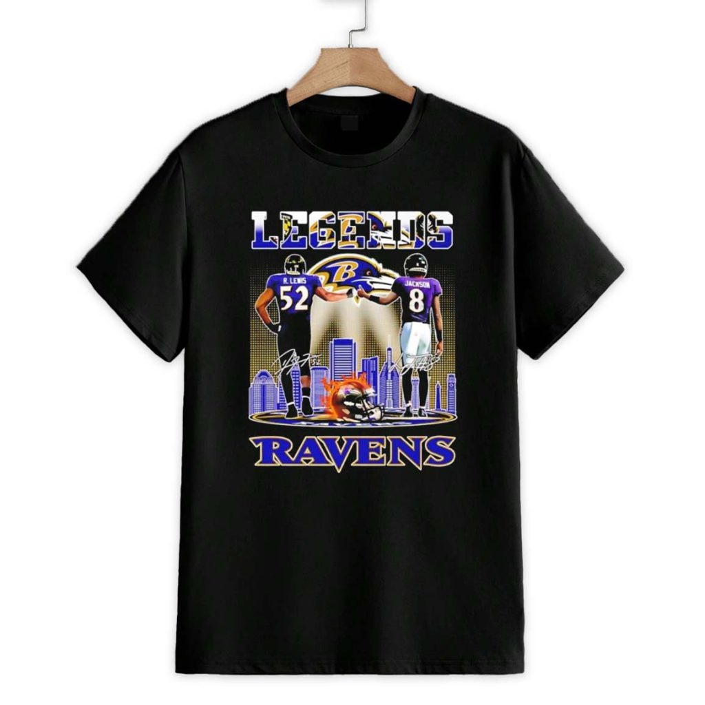 Baltimore Ravens Legends R. Lewis And Jackson Football Signatures Shirt