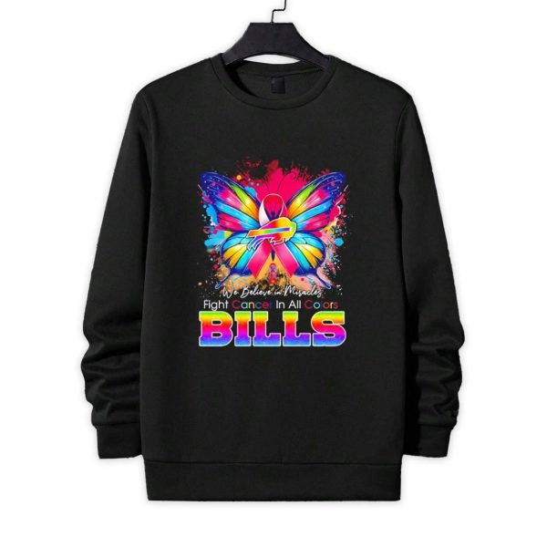 Butterfly We Believe In Miracles Fight Cancer In All Colors Buffalo Bills Shirt 4