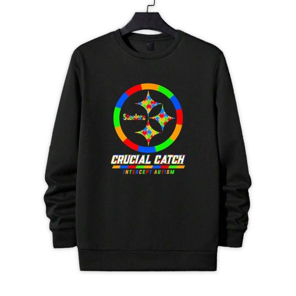 Pittsburgh Steelers Crucial Catch Intercept Autism Colors Shirt 4